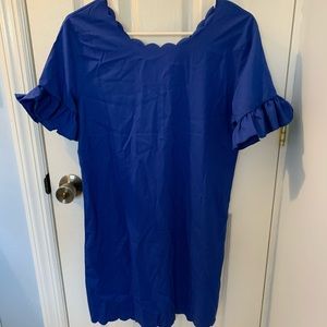 Navy blue dress with ruffle sleeves